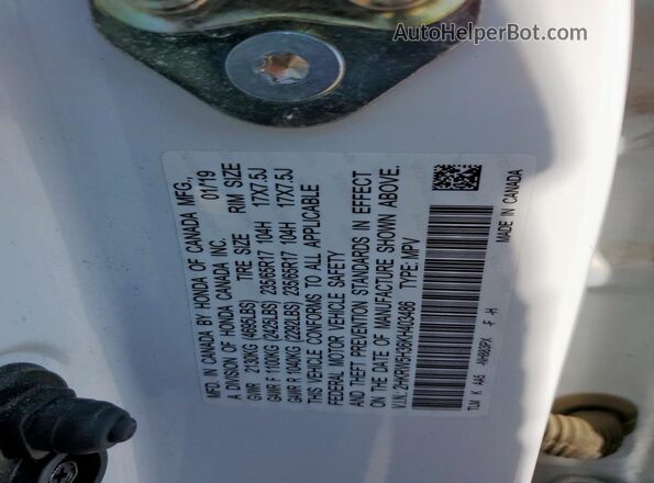 2HKRW5H36KH403486 2019 HONDA CR-V White Вид наклейки з VIN-кодом