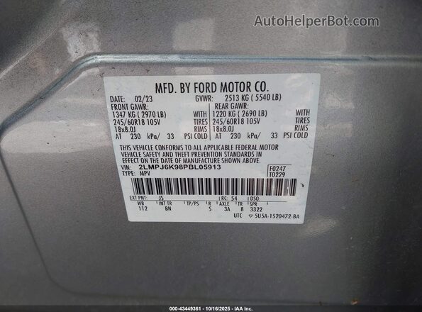 2LMPJ6K98PBL05913 2023 LINCOLN NAUTILUS Silver 