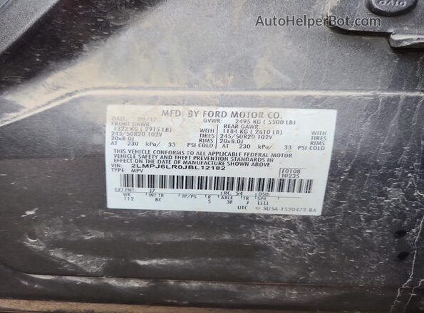2LMPJ6LR0JBL12182 2018 LINCOLN MKX Gray 