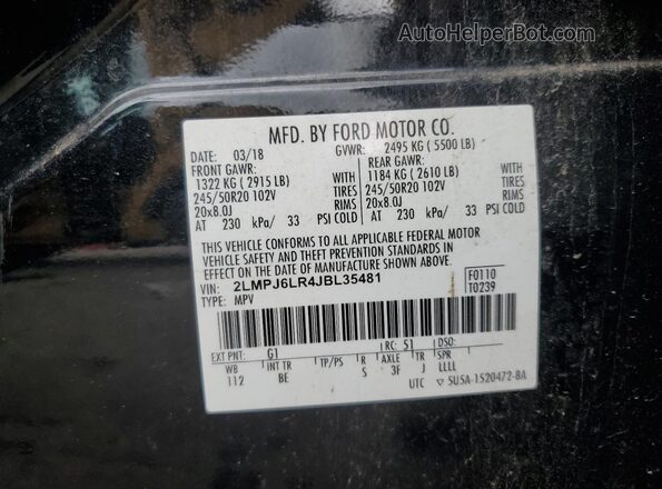 2LMPJ6LR4JBL35481 2018 LINCOLN MKX Black 