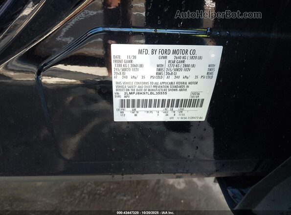 2LMPJ8K97LBL35555 2020 LINCOLN NAUTILUS Black Вид підкапотного простору