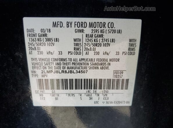 2LMPJ8LR8JBL34507 2018 LINCOLN MKX Black 
