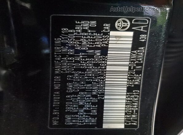 2T1BURHE8JC046832 2018 TOYOTA LL Blue VIN կոդի պիտակի տեսք