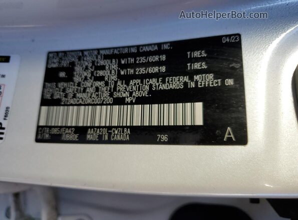 2T2ADCAZ0RC007200 2024 LEXUS NX 250 BAS White Սալոնի 360 աստիճան տեսք