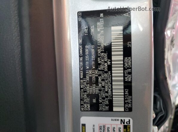 2T2BBMCA0PC002244 2023 LEXUS RX Silver Вид наклейки з VIN-кодом