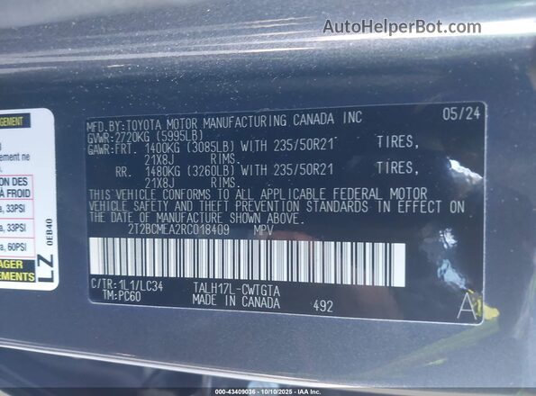 2T2BCMEA2RC018409 2024 LEXUS RX 500H Gray Vista del compartimento del motor