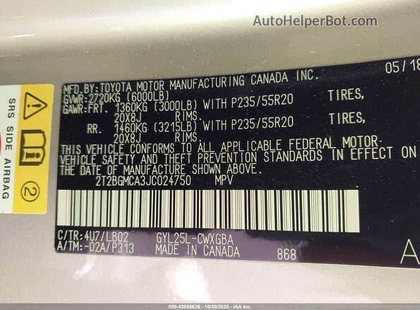 2T2BGMCA3JC024750 2018 LEXUS RX 450H Коричневый Вид подкапотного пространства