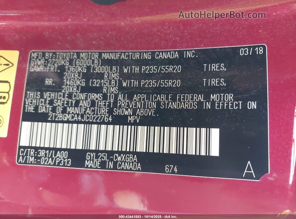 2T2BGMCA4JC022764 2018 LEXUS RX 450H Red Widok komory silnika