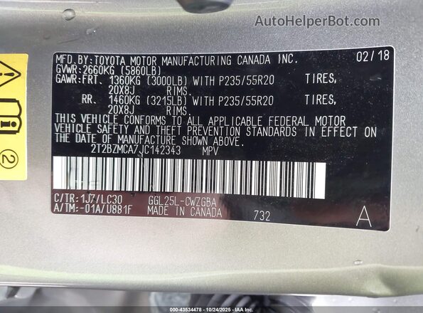 2T2BZMCA7JC142343 2018 LEXUS RX 350 Beige Вид підкапотного простору