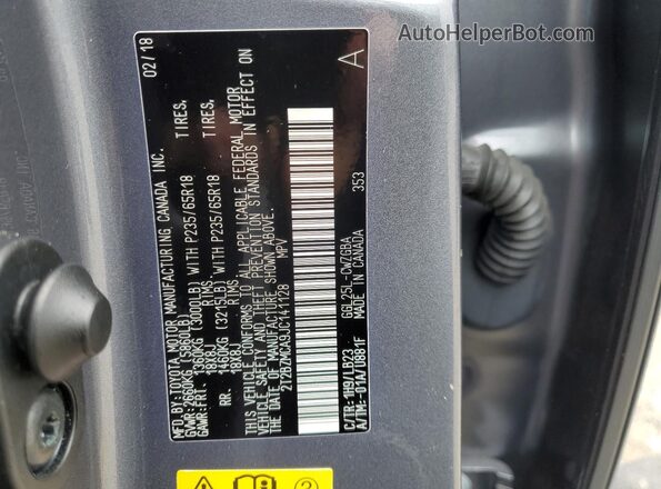 2T2BZMCA9JC141128 2018 LEXUS RX Gray 