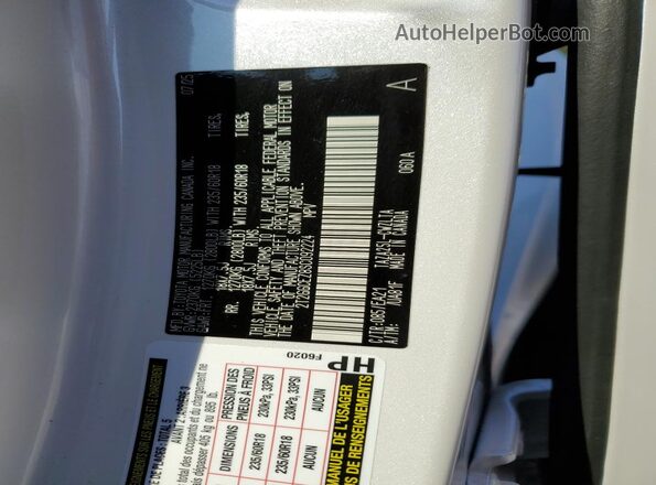 2T2GGCEZ8SC092224 2025 LEXUS NX White Вид наклейки з VIN-кодом