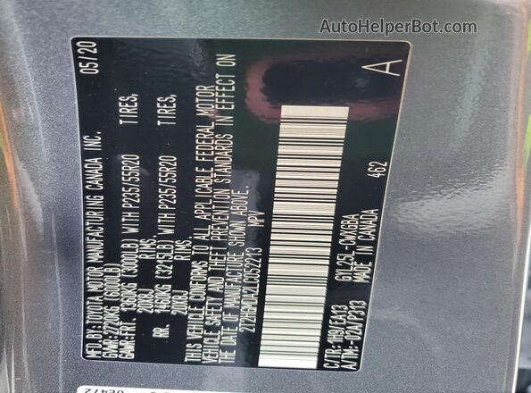 2T2HGMDA2LC052213 2020 LEXUS RX Gray VIN sticker view