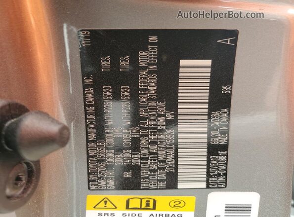 2T2HZMAA0LC158528 2020 LEXUS RX Gray VIN sticker view