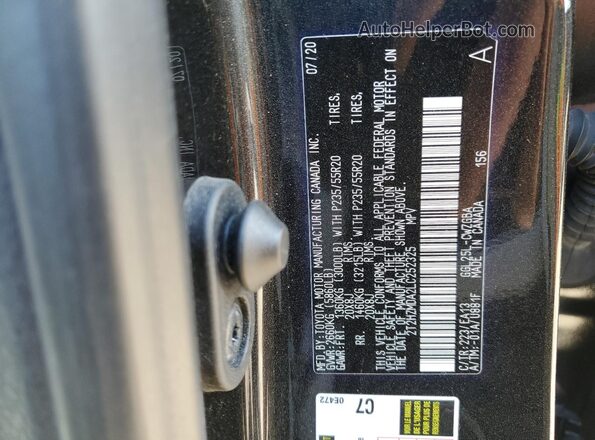 2T2HZMDA2LC252325 2020 LEXUS RX Black VIN კოდის სტიკერის ხედი