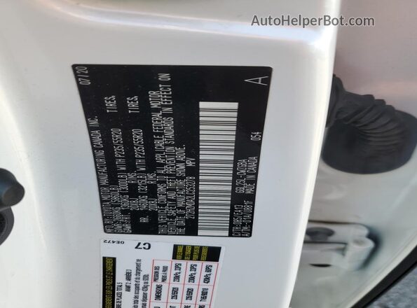 2T2HZMDA2LC253278 2020 LEXUS RX White VIN կոդի պիտակի տեսք
