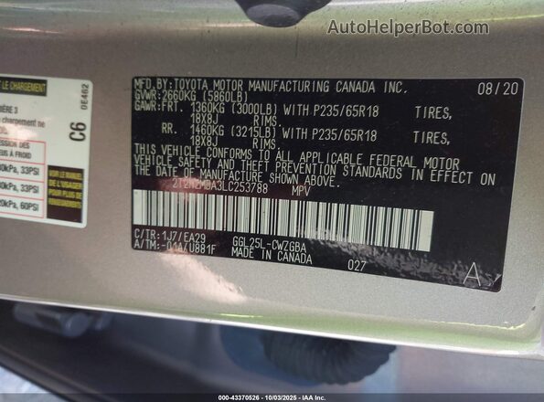 2T2HZMDA3LC253788 2020 LEXUS RX 350 Серебряный Вид подкапотного пространства