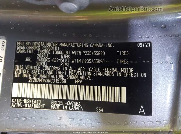 2T2HZMDA3NC315368 2022 LEXUS RX 350 Gray Widok komory silnika