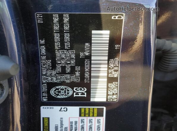 2T2JGMDA1MC063531 2021 LEXUS RX Blue Vista de la etiqueta del VIN