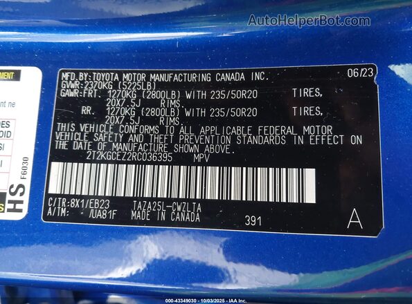 2T2KGCEZ2RC036395 2024 LEXUS NX 350 Blue ძრავის განყოფილების ხედი