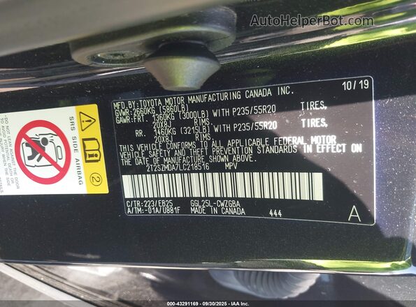 2T2SZMDA7LC218516 2020 LEXUS RX 350 Black Вид підкапотного простору