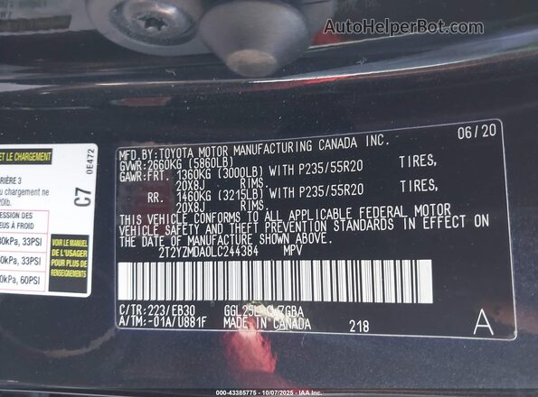 2T2YZMDA0LC244384 2020 LEXUS RX 350 Коричневый Вид подкапотного пространства
