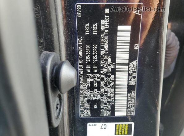2T2YZMDA0LC251450 2020 LEXUS RX Black Vista de la etiqueta del VIN