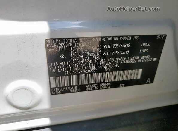 2T3C1RFVXPW282221 2023 TOYOTA LE White VIN sticker view