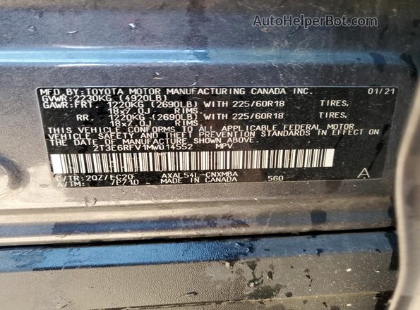 2T3E6RFV1MW014552 2021 TOYOTA RAV4 Gray Widok komory silnika