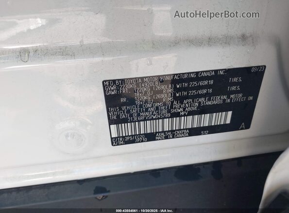 2T3E6RFV5PW045789 2023 TOYOTA RAV4 HYBRID White Vista del compartimento del motor