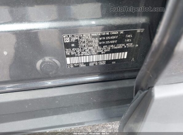 2T3H1RFV6NW221600 2022 TOYOTA LE Gray Engine compartment view