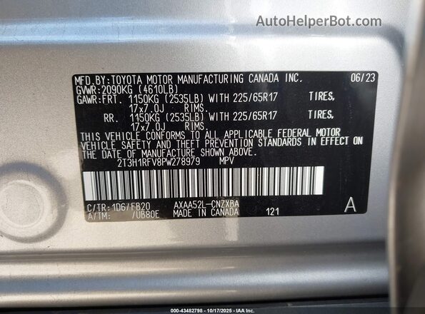 2T3H1RFV8PW278979 2023 TOYOTA LE Silver Widok komory silnika