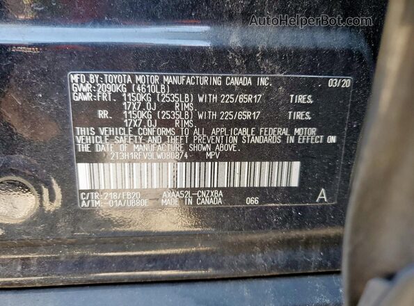 2T3H1RFV9LW080874 2020 TOYOTA LE Charcoal სალონის 360-გრადუსიანი ხედი