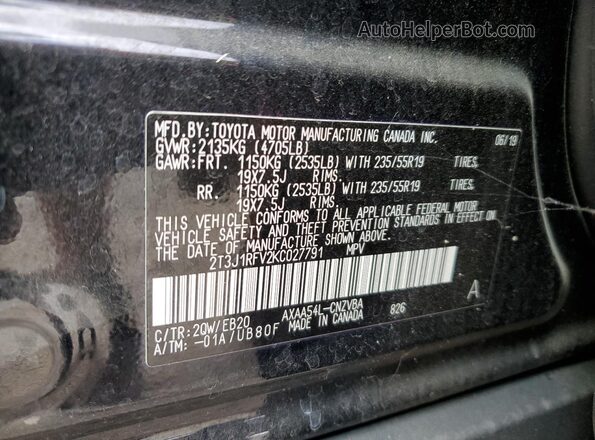 2T3J1RFV2KC027791 2019 TOYOTA RAV4 Black 