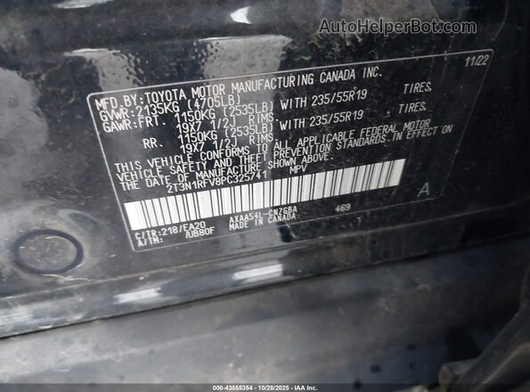 2T3N1RFV8PC325741 2023 TOYOTA LIMITED Черный Вид подкапотного пространства
