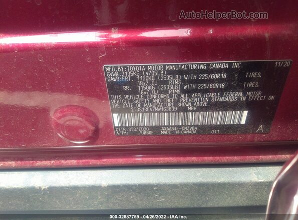 2T3S1RFV7MW163839 2021 TOYOTA RAV4 Red Շարժիչի բաժամունքի տեսք