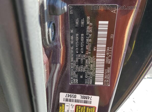 5TDZY5G10HS067671 2017 TOYOTA SEQUOIA Burgundy Widok wnętrza 360 stopni