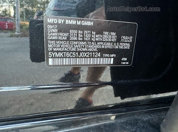 5YMKT6C51J0X21124 2018 BMW X5 Черный 