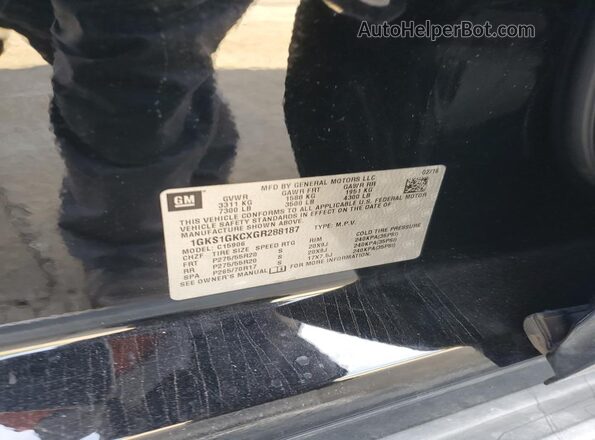 1GKS1GKCXGR288187 2016 GMC YUKON Black Widok naklejki z numerem VIN