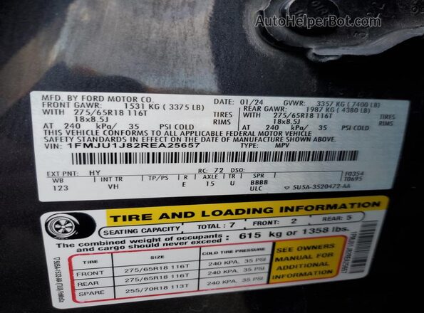 1FMJU1J82REA25657 2024 FORD EXPEDITION Charcoal 