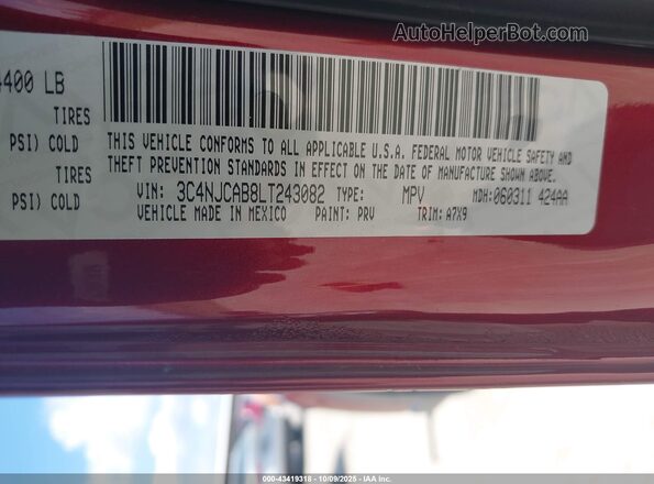 3C4NJCAB8LT243082 2020 JEEP COMPASS Red Vista del compartimento del motor