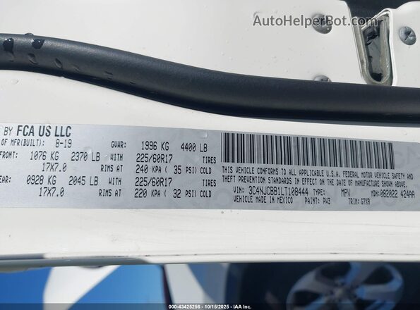 3C4NJCBB1LT108444 2020 JEEP COMPASS White Շարժիչի բաժամունքի տեսք