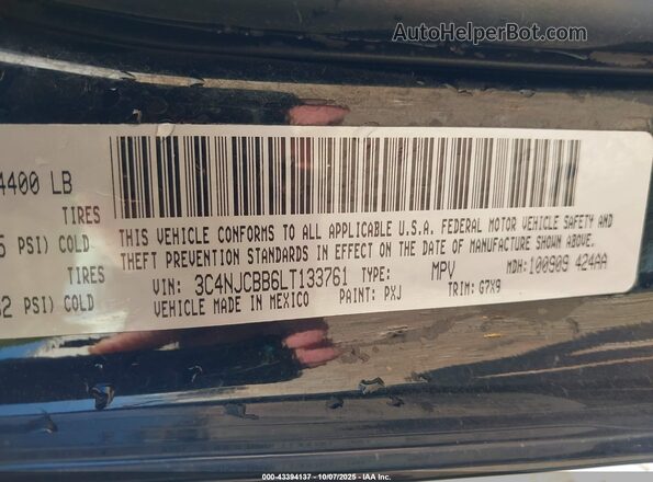 3C4NJCBB6LT133761 2020 JEEP COMPASS Black Вид підкапотного простору