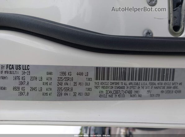 3C4NJCBB7LT147488 2020 JEEP COMPASS White Շարժիչի բաժամունքի տեսք