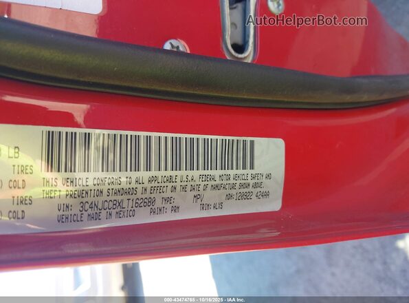 3C4NJCCBXLT162680 2020 JEEP COMPASS Red Vista del compartimento del motor