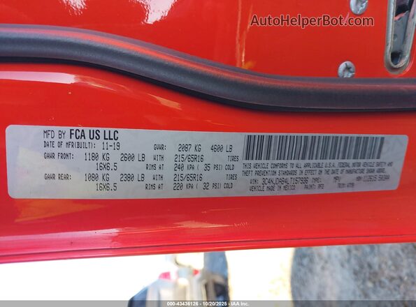 3C4NJDAB4LT157936 2020 JEEP COMPASS Orange Вид підкапотного простору