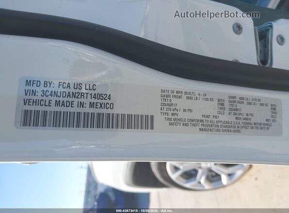 3C4NJDAN2RT140524 2024 JEEP COMPASS White Widok komory silnika