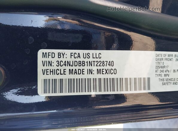 3C4NJDBB1NT228740 2022 JEEP COMPASS Черный Вид подкапотного пространства