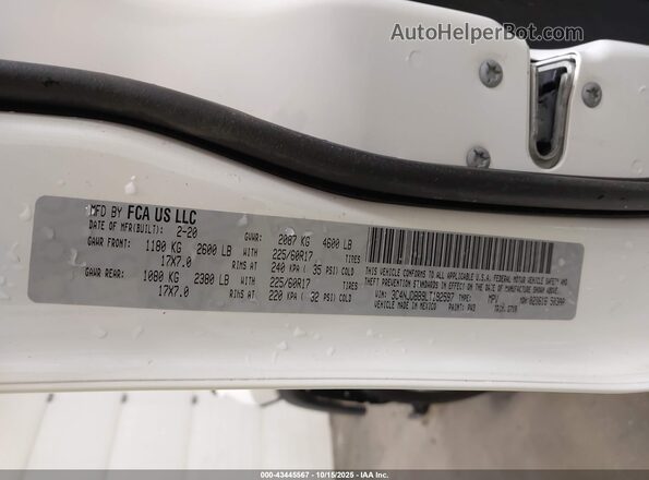 3C4NJDBB9LT192597 2020 JEEP COMPASS White Engine compartment view
