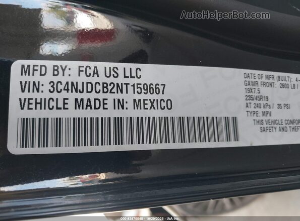 3C4NJDCB2NT159667 2022 JEEP COMPASS Black Вид підкапотного простору