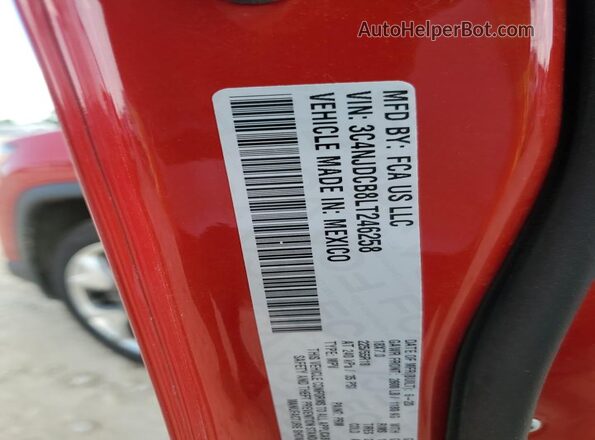 3C4NJDCB8LT246258 2020 JEEP COMPASS Red VIN კოდის სტიკერის ხედი